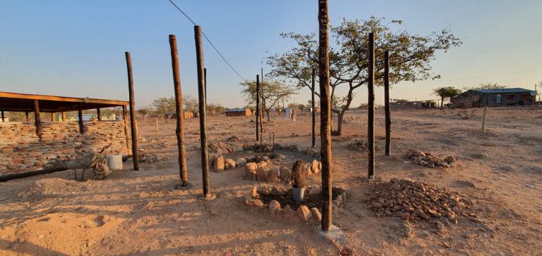 Construction of a keyhole garden at our Namibian site in Erwee